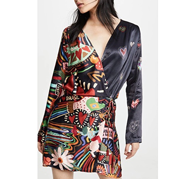 FARM Rio Dresses & Skirts - Farm Rio Carnival Hearts Wrap Dress Size L, NWT